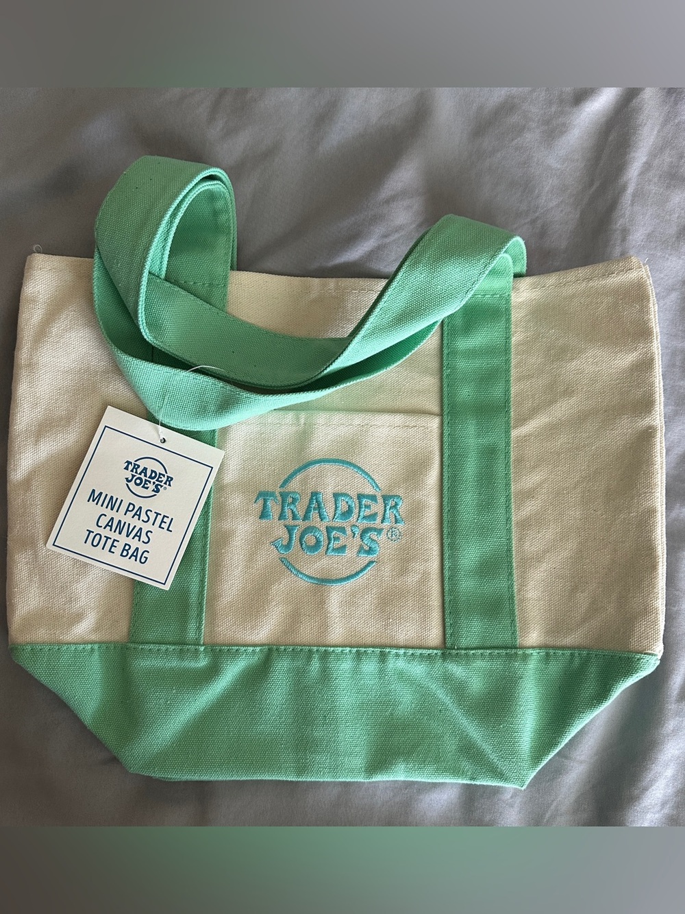 Trader Joe's Mint Green Canvas Tote Bag